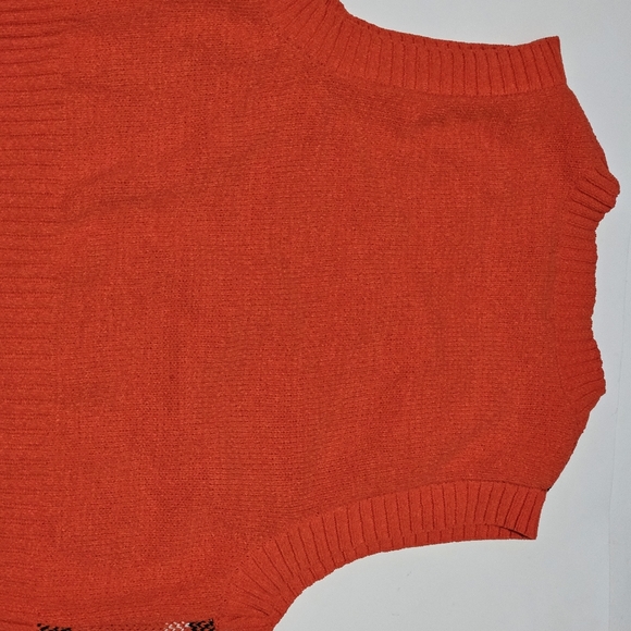 Say What Orange Plaid V Neck Crop Sweater Sleeveless Vest Size Xl NWT - Picture 9 of 12